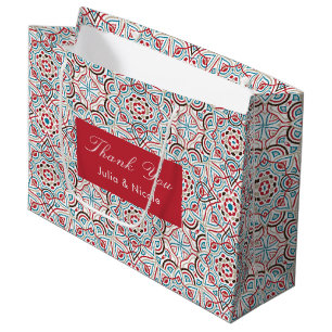 Grand Sac Cadeau Mariage de Luxe Métallisé Pailleté Géométrique