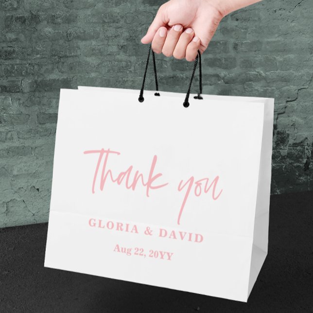 Grand Sac Cadeau Mariage de Merci rose (Créateur téléchargé)