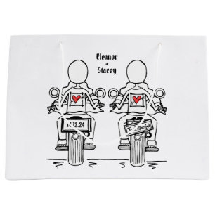 Grand Sac Cadeau Mariage de motocyclette de deux mariées