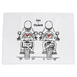 Grand Sac Cadeau Mariage de motocyclette de deux mariées
