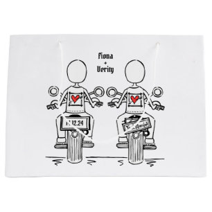 Grand Sac Cadeau Mariage de motocyclette de deux mariées