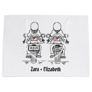 Grand Sac Cadeau Mariage de motocyclette de deux mariées