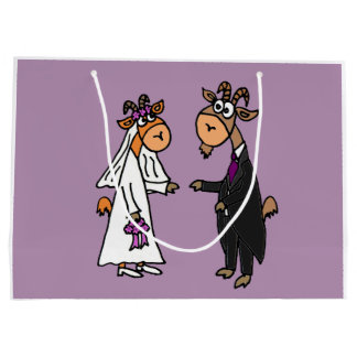 Grand Sac Cadeau Mariage drôle de jeunes mariés de chèvre