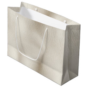 Grand Sac Cadeau Mariage en simili cuir crème blanc