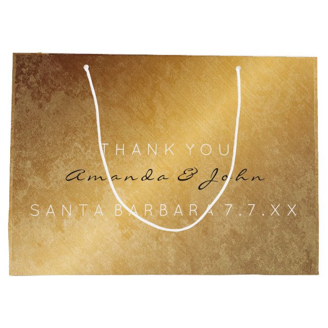 Grand Sac Cadeau Mariage Favor Merci Anniversaire Grungy Or (Dos)