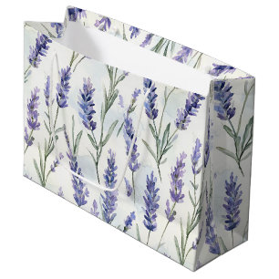 Grand Sac Cadeau Mariage Fleurs de Lavande Romantique
