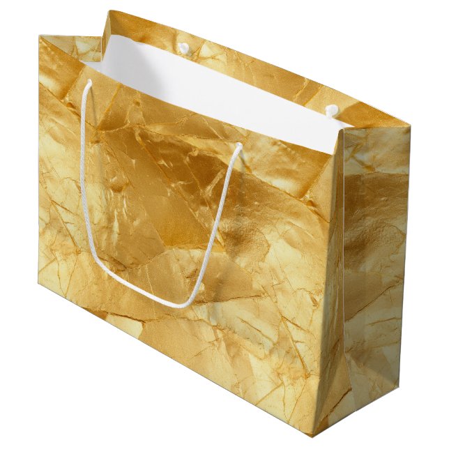Grand Sac Cadeau Mariage glam or jaune chic (Devant Angle)