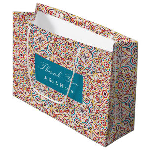 Grand Sac Cadeau Mariage Luxueux Métallisé Pailleté Géométrique