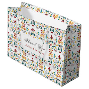 Grand Sac Cadeau Mariage Motif classique complexe de géométrie vint