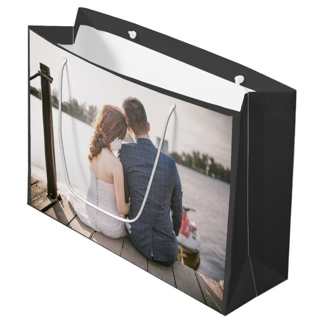 Grand Sac Cadeau Mariage photo personnalisé (Devant Angle)