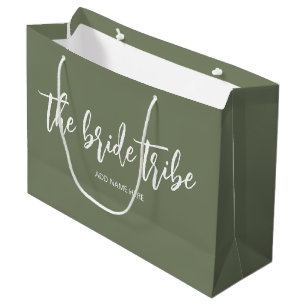 Grand Sac Cadeau Mariée Tribu personnalisée Olive Verte Mariage