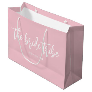 Grand Sac Cadeau Mariée Tribu personnalisée Rose Blush Mariage