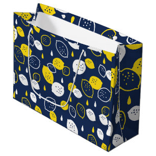 Grand Sac Cadeau Marine Blue Lemon Art - Refresh Citrus Design