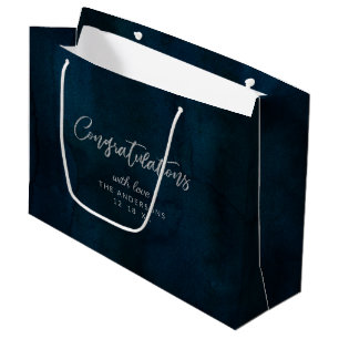 Grand Sac Cadeau Marine Luster Dark Blue Félicitations Mariage