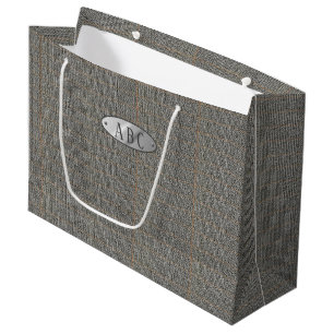 Grand Sac Cadeau Masculine Grey Tweet Monogrammed Giftbag Homme