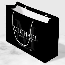 Grand Sac Cadeau Masculine Noir Groomsmen personnalisé