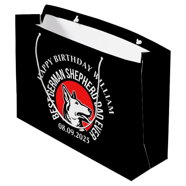 Grand Sac Cadeau Meilleur Berger Allemand Papa Jamais Cadeau Annive (Dos Angle)