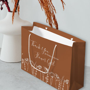 Grand Sac Cadeau Merci Burnt Orange Fleur sauvage Esquisse personna