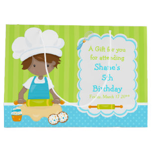 Grand Sac Cadeau Merci de cuisson garçon afro-américain mignon