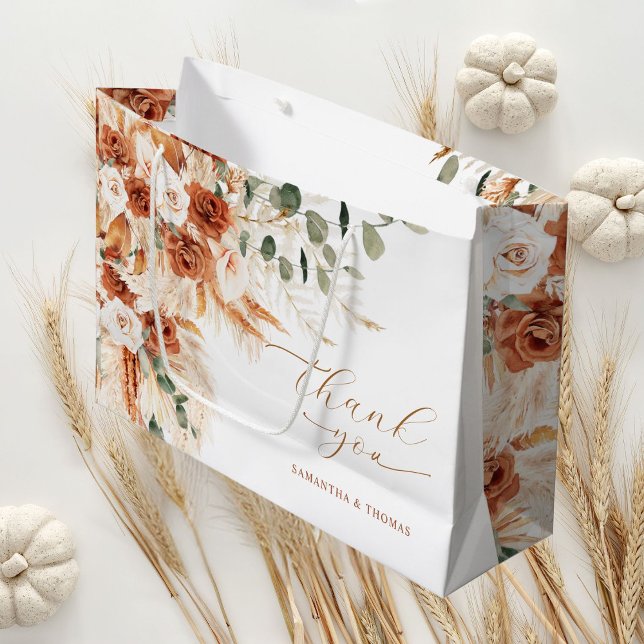 Grand Sac Cadeau Merci de Mariage floral brillant (Créateur téléchargé)