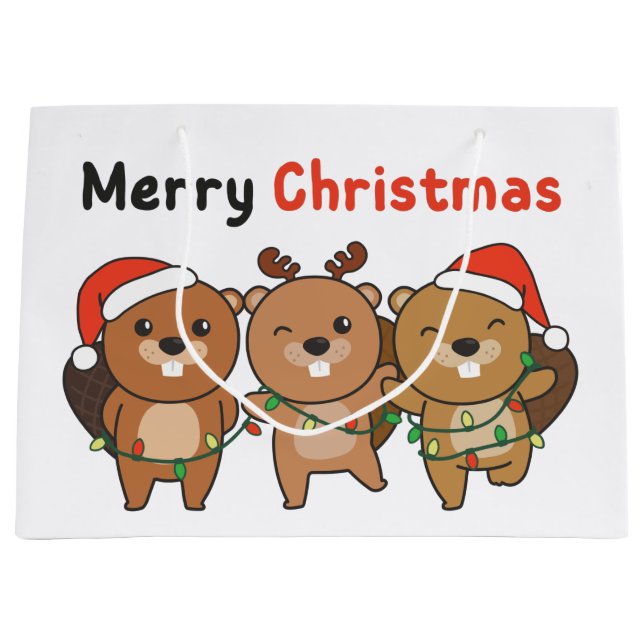 Grand Sac Cadeau Merry Christmas (Devant)
