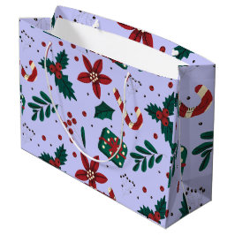 Grand Sac Cadeau Merry Christmas Abstract Pattern