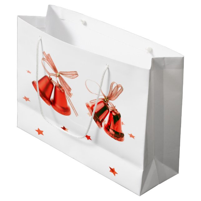 Grand Sac Cadeau Merry Christmas Red Bells decoration (Devant Angle)