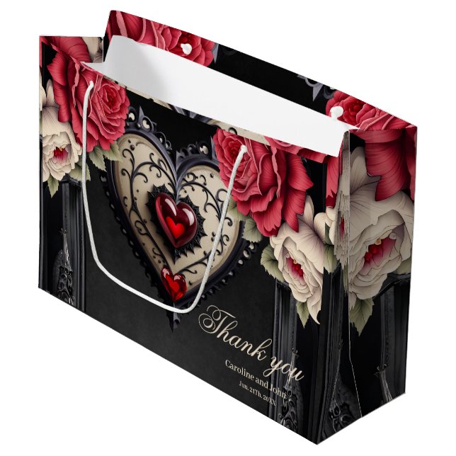 Grand Sac Cadeau Merveilleux coeur gothique généreux. (Devant Angle)