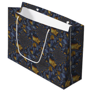 Grand Sac Cadeau Métal Moulé or et argent bleu