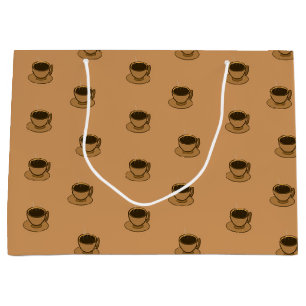 Grand Sac Cadeau Mid Century Moderne Brown Cosy Coffee Cup