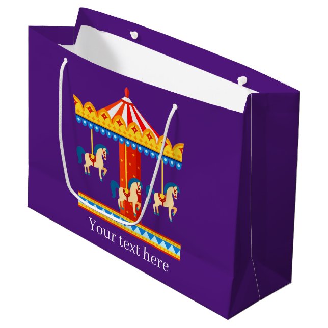 Grand Sac Cadeau mignon amoureux du carrousel enfants de fête (Devant Angle)
