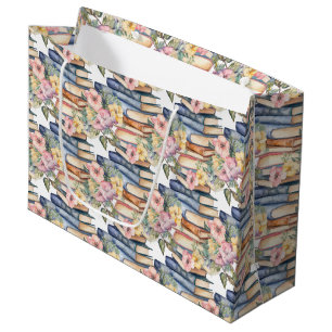 Grand Sac Cadeau mignonette livres fleurie club amoureux