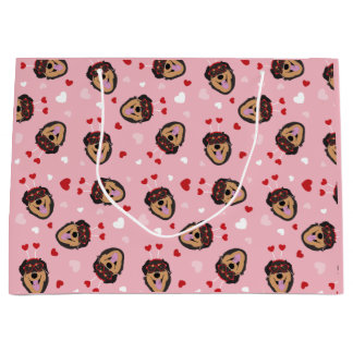Grand Sac Cadeau Mignonne amour chien rose rouge