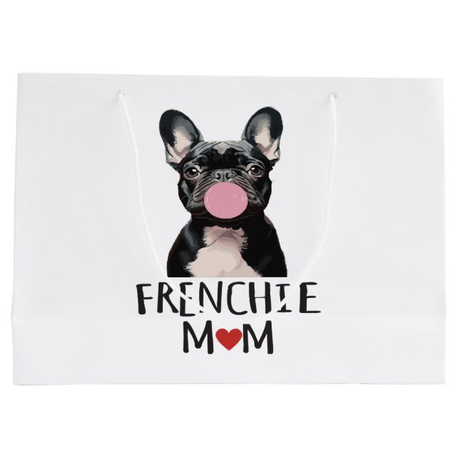 Grand Sac Cadeau Mignonne taureau français (Dos)