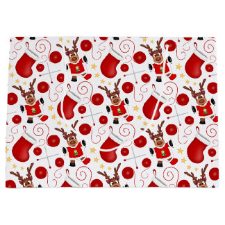 Grand Sac Cadeau Mignons enfants rouges Noël Renne
