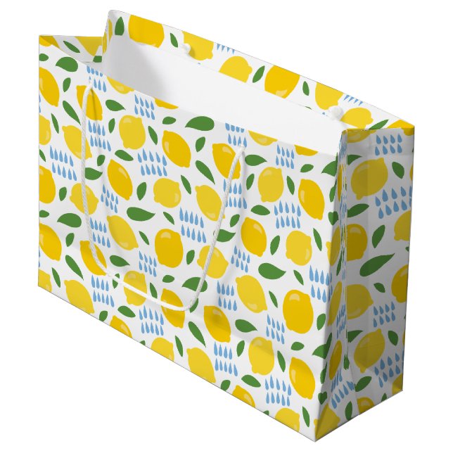 Grand Sac Cadeau Mignons et feuilles verts motif (Devant Angle)