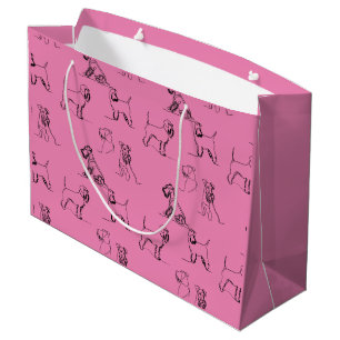 Grand Sac Cadeau Miniature Schnauzer Rose
