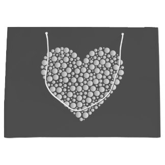 Grand Sac Cadeau Minimal Heart Circles – White Gradient on Dark 