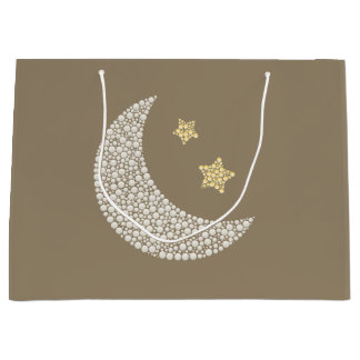 Grand Sac Cadeau Minimal Moon & Gold Stars Celestial Large Gift bag
