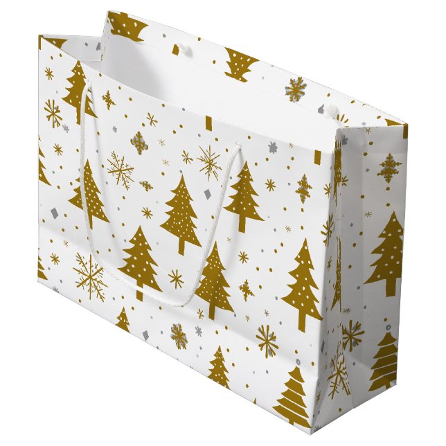 Grand Sac Cadeau Minimal Neutral Christmas Holiday Tree (Devant Angle)