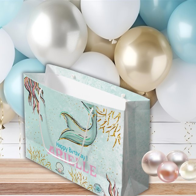 Grand Sac Cadeau Mint Glitter Mermaid tail under the sea Treats (Créateur téléchargé)