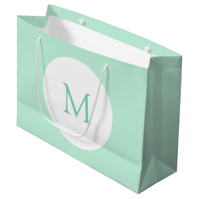 Grand Sac Cadeau Mint Vert couleur Monogramme Moderne Elégant tenda (Devant Angle)
