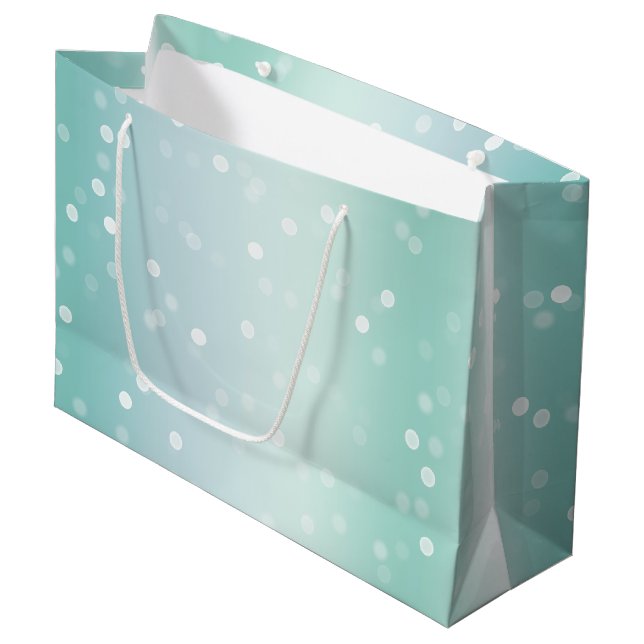 Grand Sac Cadeau Mint White Bokeh Dots Bow Cupcake Christmas (Devant Angle)