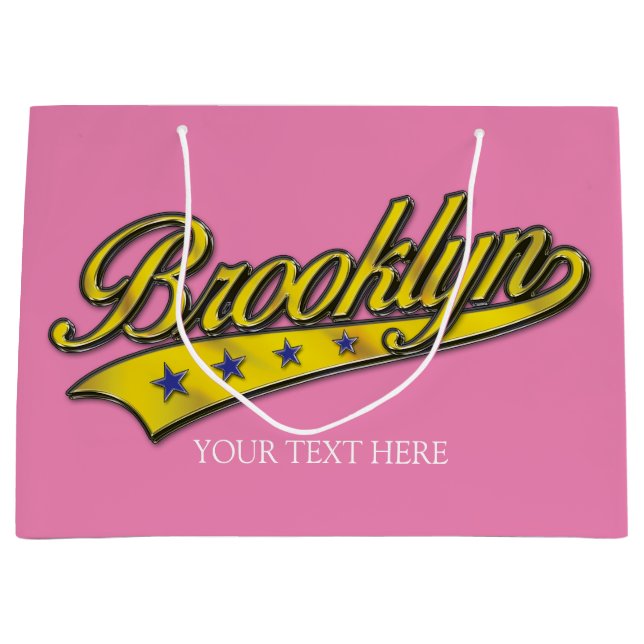 Grand Sac Cadeau Modèle de conception Brooklyn Gold Swoosh (Devant)