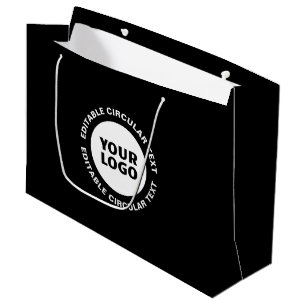 Grand Sac Cadeau Modèle de texte circulaire éditable & votre logo