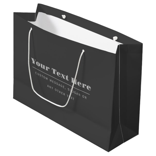 Grand Sac Cadeau Modèle de texte rétro-modern éditable | Gris foncé (Devant Angle)