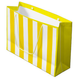 Grand Sac Cadeau Modèle élégant moderne rayé de blanc jaune