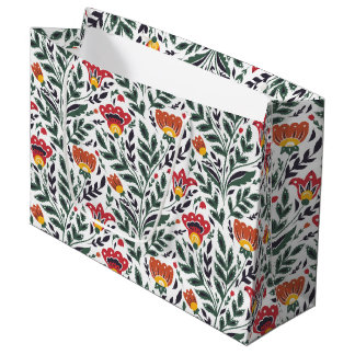 Grand Sac Cadeau Modèle floral art populaire