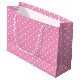 Grand Sac Cadeau Modèle pointillé par polka blanche rose élégan