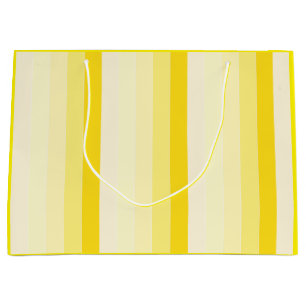 Grand Sac Cadeau Modèle tendance chic jaune blanc rayé